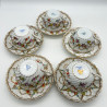 Dresden Set of Five Cups and Saucers, Hand Painted with Garlands