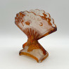 Old Baccarat Glass Fan formed Japanism Vase Decorated with Pine Trees and Butterflies