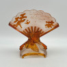 Old Baccarat Glass Fan formed Japanism Vase Decorated with Pine Trees and Butterflies