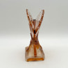 Old Baccarat Glass Fan formed Japanism Vase Decorated with Pine Trees and Butterflies