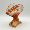 Old Baccarat Glass Fan formed Japanism Vase Decorated with Pine Trees and Butterflies