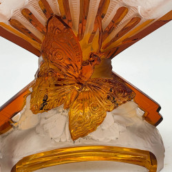 Old Baccarat Glass Fan formed Japanism Vase Decorated with Pine Trees and Butterflies
