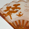 Old Baccarat Glass Fan formed Japanism Vase Decorated with Pine Trees and Butterflies
