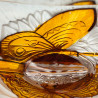 Old Baccarat Glass Fan formed Japanism Vase Decorated with Pine Trees and Butterflies