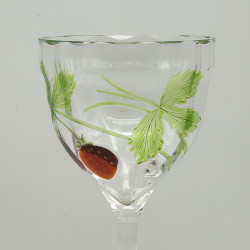Karel Palda Wine Glass, Overlaid leaves and Applied Strawberries