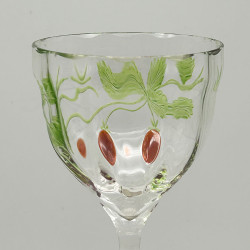 Karel Palda Wine Glass, Overlaid leaves and Applied Strawberries