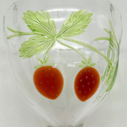 Karel Palda Wine Glass, Overlaid leaves and Applied Strawberries