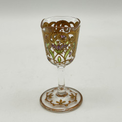 Moser Liquor Glass Set, Beautifully Enameled Floral Motives with Gilded