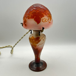 Emile Galle Cameo Glass Table Lamp Decorated with Grape and Vine