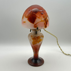 Emile Galle Cameo Glass Table Lamp Decorated with Grape and Vine
