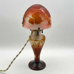 Emile Galle Cameo Glass Table Lamp Decorated with Grape and Vine