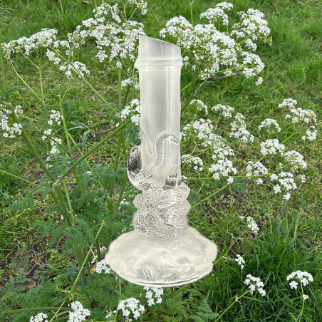 Antique Baccarat Frosted and Molded  Glass Snake Vase