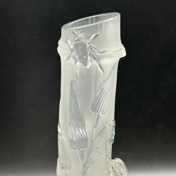 Antique Baccarat Frosted and Molded  Glass Snake Vase
