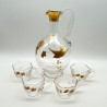 French Art Nouveau Glass Carafe and Four Glasses Gilded with Bird and Plum Blossom