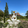 French Art Nouveau Glass Carafe and Four Glasses Gilded with Bird and Plum Blossom