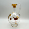 French Art Nouveau Glass Carafe and Four Glasses Gilded with Bird and Plum Blossom