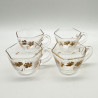 French Art Nouveau Glass Carafe and Four Glasses Gilded with Bird and Plum Blossom
