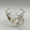 French Art Nouveau Glass Carafe and Four Glasses Gilded with Bird and Plum Blossom