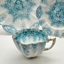 Wileman Foley, China, Set of Five Trios & One Sandwich Plate, Blue Paradise
