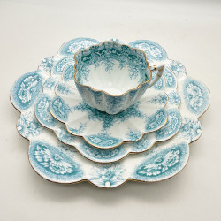 Wileman Foley, China, Set of Five Trios & One Sandwich Plate, Blue Paradise