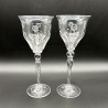 A English Art Nouveau Wine Glass Engraved Flower Motif and Air Twist Stem