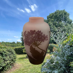 Emile Galle Cameo Glass Vase, Pink Ground Acid...