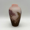 Emile Galle Cameo Glass Vase, Pink Ground Acid Etched Overlay with Floral Pattern