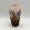 Emile Galle Cameo Glass Vase, Pink Ground Acid Etched Overlay with Floral Pattern