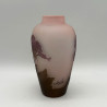 Emile Galle Cameo Glass Vase, Pink Ground Acid Etched Overlay with Floral Pattern