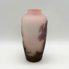 Emile Galle Cameo Glass Vase, Pink Ground Acid Etched Overlay with Floral Pattern