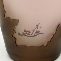 Emile Galle Cameo Glass Vase, Pink Ground Acid Etched Overlay with Floral Pattern