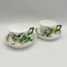 Minton Porcelain Set of Six Cups and Saucers, Hand Painted Floral and Butterfly Motives