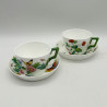 Minton Porcelain Set of Six Cups and Saucers, Hand Painted Floral and Butterfly Motives