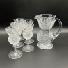 Edinburgh Chrystal Thistle Formed Glass Jug and Five Glasses, Acid Etched Thistles