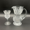 Edinburgh Chrystal Thistle Formed Glass Jug and Five Glasses, Acid Etched Thistles