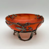 French Art Nouveau Glass bowl with Metal Sycamore Frame by Val