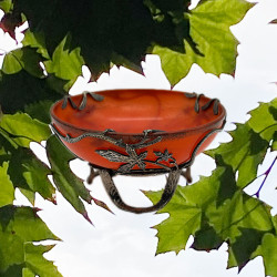 French Art Nouveau Glass bowl with Metal...