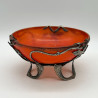 French Art Nouveau Glass bowl with Metal Sycamore Frame by Val