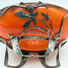 French Art Nouveau Glass bowl with Metal Sycamore Frame by Val