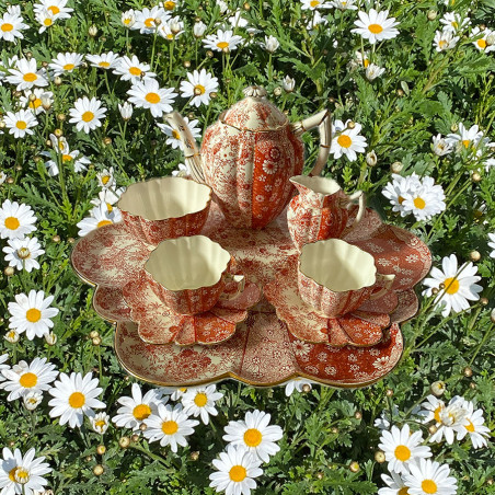 Wileman Foley China Tea For Two, Red Jungle Pattern