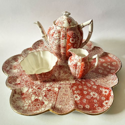 Wileman Foley China Tea For Two, Red Jungle Pattern