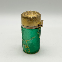 Daum Freres Glass Scent Bottle with Silver Cover and Glass Stopper Decorated with Gui