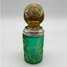 Daum Freres Glass Scent Bottle with Silver Cover and Glass Stopper Decorated with Gui