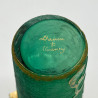 Daum Freres Glass Scent Bottle with Silver Cover and Glass Stopper Decorated with Gui