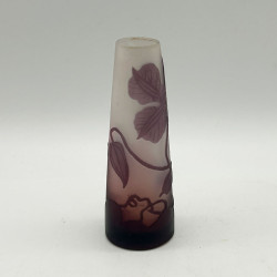 Emile Galle Cameo Glass Small Vase, Decorated with Clematis