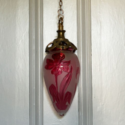 French Art Nouveau Cameo Glass Ceiling Lamp