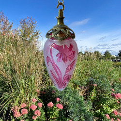 French Art Nouveau Cameo Glass Ceiling Lamp
