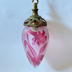 French Art Nouveau Cameo Glass Ceiling Lamp