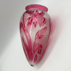 French Art Nouveau Cameo Glass Ceiling Lamp
