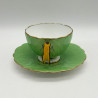 Aynslely China Butterfly Handled Cup and Saucer, Cabbage Green